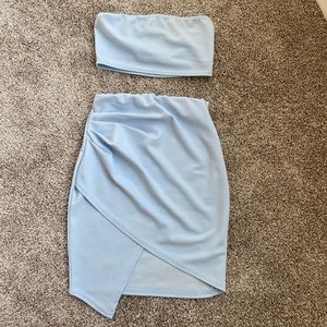 Nasty gal blue bandeau top and skirt set